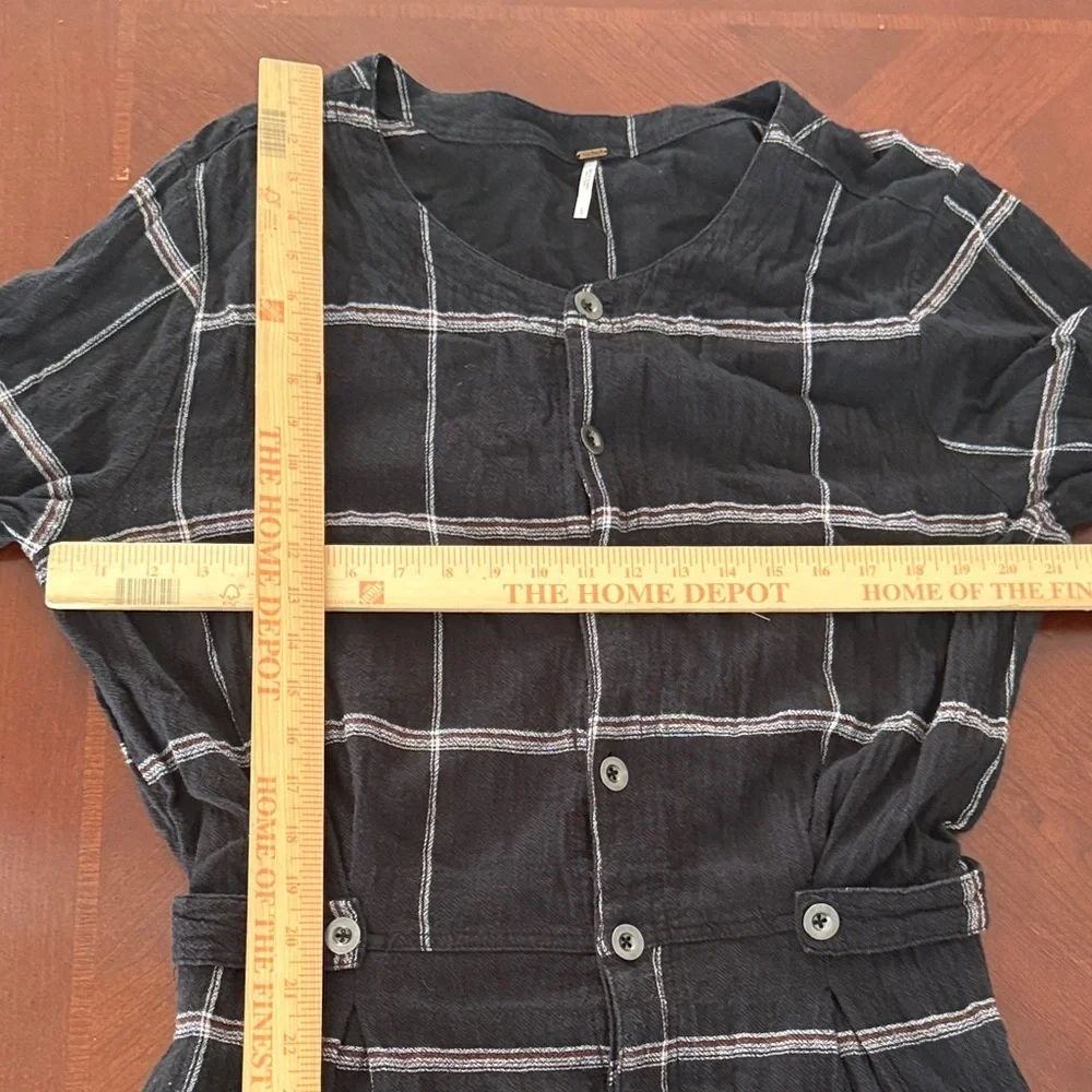 Free people keep it in checkered Sz large L jumpsuit with pockets as seen on TV